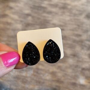 Black druzy earrings